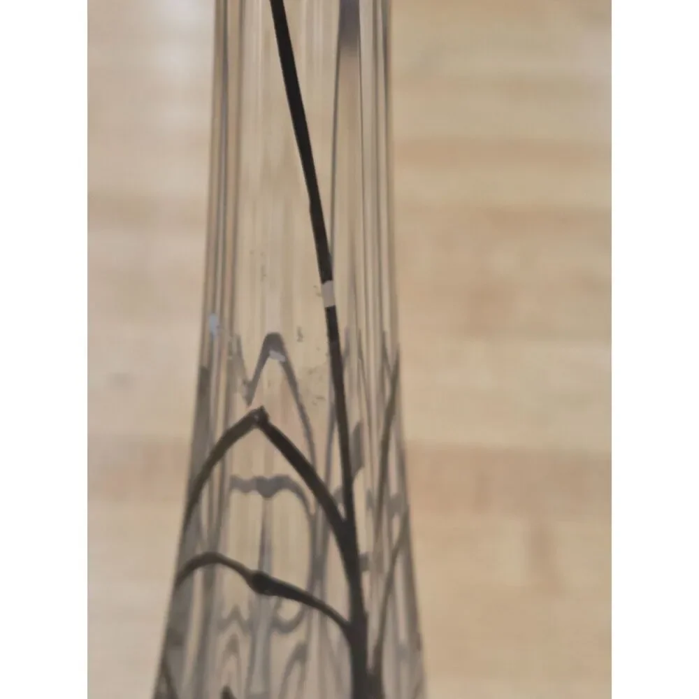 Vintage Art Nouveau Silver Overlay Clear Glass Hexagonal Bud Vase 11